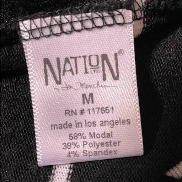 Nation LTD Womens M Striped Long Sleeve Top T-Shirt Modal Black White FLAW - Picture 5 of 10